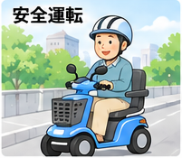 セニアカーを安全に利用するシニアのイラスト