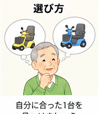自分に合うセニアカーを比較して選ぶイラスト